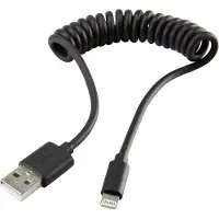 Renkforce USB-Kabel USB 2.0 USB-A Stecker, Apple Lightning Stecker 0.95 m Schwarz Spiralkabel RF4087422