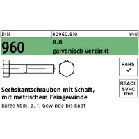Hörger & Geßler Sechskantschraube DIN 960 m.Schaft M 16x1,5 x150 8.8 galvanisch verzinkt