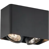 QAZQA - Design Design-AufbauSpot I Spotlight I Deckenspot I Deckenstrahler I Strahler I Lampe I Leuchte schwarz GU10 70mm 2-flammig-flammig dreh- und schwenkbar - Vox I Wohnzimmer I Schlafzimmer - Alu