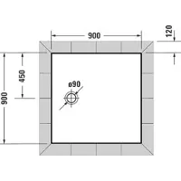 Duravit Quadrat-Duschwanne TEMPANO mit Antislip 900x900x40mm weiss
