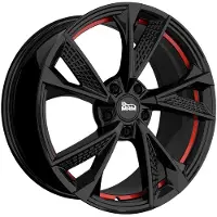 Mam 18 Zoll Alufelge MAM WHEELS RS6 18"x8.00" 5x120 PCD ET35 72.6mm Felge Schwarz/rot