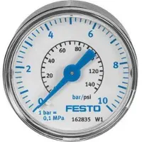 FESTO G 1/4 Analogue Pressure Gauge 10bar Back Entry, MA-40-10-G1/4-EN, 0bar min., 183900
