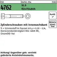 Toolcraft Zylinderschraube ISO 4762 m.Innensechskant M 10 x 35 10.9 zinkbesch Gleitmittel flZnnc 480h-L