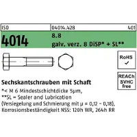 Hörger & Geßler Sechskantschraube ISO 4014 m.Schaft M 10 x 200 8.8 galvanisch verzinkt 8 DiSP+SL