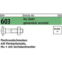 F. REYHER Nchfg. GmbH & Co. KG Flachrundschraube DIN 603 m.Vierkantansatz/6-kantmutter M 6 x 75 Mu Stahl 4.6 galvanisch verzinkt