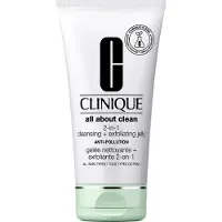Clinique All About Clean 2-in-1 Cleansing + Exfoliating Jelly, Reinigungsgel, Frauen, Jeder Hauttyp, Reinigend, Exfoliation, Glättend, Salicylsäure, Tube