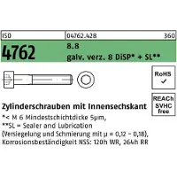 F. REYHER Nchfg. GmbH & Co. KG Zylinderschraube ISO 4762 m.Innensechskant M 8 x 110 8.8 galvanisch verzinkt 8 DiSP+SL