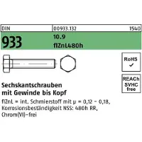 Hörger & Geßler Sechskantschraube DIN 933 VG M 24 x 90 10.9 flZnL/nc/x/x/480h/C