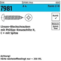 Toolcraft Blechschraube DIN 7981 LIKO m.Kreuzschlitz-PH C 3,5 x 25 -H A 4