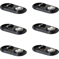 QAZQA - Set mit 6 runden Einbaustrahlern schwarz GU10 70mm 2-Licht - Hubs I Wohnzimmer I Schlafzimmer - Metall - LED geeignet GU10