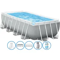 Intex , Frame Swimming Pool Set "Prism Quadra IV", grau, 488 x 244 x 107 cm, Inkl. Kartuschenfilteranlage