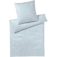 Elegante Mako-Satin Bettwäsche Hamburger Streifen 155x200 cm + 80x80 cm blau