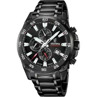 Festina Herrenuhr Timeless Chronograph Armbanduhr Edelstahl schwarz UF20735/3