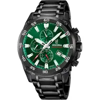 Festina F20735/2 Herrenuhr Chronograph Schwarz/Grün 20 bar