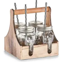 Zeller Present Gläser-Set in praktischer Holzkiste zum Tragen