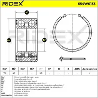 RIDEX Radlagersatz Hinten für NISSAN X-TRAIL (T30) 79mm 654W0133