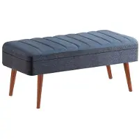 Homitis Aufbewahrungsbank "Vina" in Dunkelblau/ Braun - (B)90 x (H)40 x (T)39 cm - onesize
