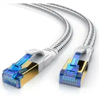 Primewire Flachbandpatchkabel CAT 8 mit Baumwollummantelung - Gigabit Ethernet LAN Kabel - 40 Gbit/s - S/FTP PIMF Schirmung - Netzwerkkabel - 7,5m