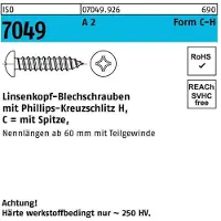 Industrial Quality Supplies Blechschraube ISO 7049 LIKO m.Spitze/Kreuzschlitz-PH C 5,5 x 22 -H A 2