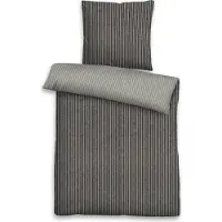 TRAUMSCHLAF Melange Flanell Bettwäsche Streifen Doubleface 135x200 cm + 80x80 cm
