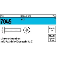 Industrial Quality Supplies Flachkopfschraube ISO 7045 m.Kreuzschlitz-PZ M 3 x 16 -Z A 2
