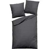 TRAUMSCHLAF Uni Melange Flanell Bettwäsche Classic Kissenbezug einzeln 40x80 cm anthrazit