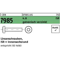 FAST-X Linsenschraube DIN 7985 m.Innensechsrund M 4 x 25 -T20 4.8 galvanisch verzinkt
