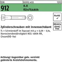 Industrial Quality Supplies Zylinderschraube DIN 912 m.Innensechskant M 8 x 55 8.8 zinkbesch. Gleitmittel flZnnc 480h-L