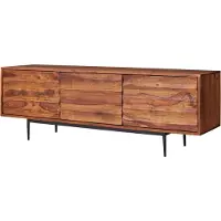 FineBuy HiFi Lowboard FB51426 Sheesham Massivholz Landhaus TV Kommode 147x50x38cm Fernsehschrank Unterschrank mit 3 Türen Fernsehtisch Ablagefach