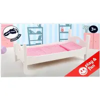 Small Foot Holzpuppenbett mit Bettwäsche 50 cm weiß / rosa