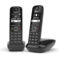 Gigaset AS690 DUO, Analoges/DECT-Telefon, Kabelloses Mobilteil, Freisprecheinrichtung, 100 Eintragungen, Anrufer-Identifikation, Schwarz