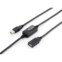 Equip Aktive USB 2.0 A auf A Verlängerungskabel Stecker auf Buchse, 10m, 10 m, USB A, USB A, USB 2.0, Männlich/Weiblich, Schwarz