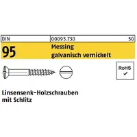 Industrial Quality Supplies Holzschraube DIN 95 Linsensenkkopf Schlitz 2 x 12 Messing galvanisch vernickelt