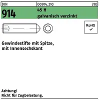 Hörger & Geßler Gewindestift DIN 914 m.Spitze/Innensechskant M 16 x 45 45 H galvanisch verzinkt