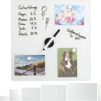 Merkloos Magnettafel Glas - 40 x 40 cm - 3 Magnete - Marker - Halter - weiß