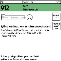 F. REYHER Nchfg. GmbH & Co. KG Zylinderschraube DIN 912 m.Innensechskant M 12 x 20 12.9 zinkbesch Gleitmittel flZnnc 480h-L