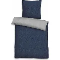 TRAUMSCHLAF Uni Melange Flanell Bettwäsche 840200 Kissenbezug einzeln 40x80 cm marine