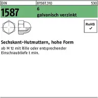 Industrial Quality Supplies Sechskanthutmutter DIN 1587 M 4 6 galvanisch verzinkt
