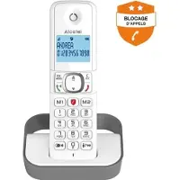 Alcatel F860, DECT-Telefon, Kabelloses Mobilteil, Freisprecheinrichtung, 100 Eintragungen, Anrufer-Identifikation, Grau