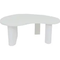 Mendler Couchtisch MCW-O29, Beistelltisch Sofatisch, organische Form Melamin Holz, 45x110x60cm weiß