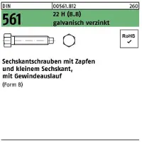 Reyher Sechskantschraube DIN 561 m.Zapfen BM 10 x 70 22 H (8.8) galvanisch verzinkt