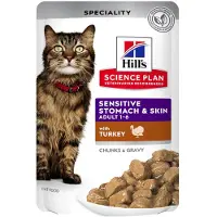 Hill's Pet Nutrition Adult Sensitive Stomach & Skin mit Truthahn Katzen-Nassfutter (Beutel)