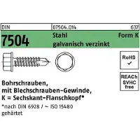 Lemvigh-Muller Bohrschraube DIN 7504 m.6-kant-Flanschkopf K 4,2 x 19 Stahl galvanisch verzinkt galvanisch verzin...