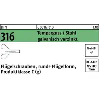 FAST-X Flügelschraube DIN 316 M 4 x 20 Temperguss/Stahl galvanisch verzinkt
