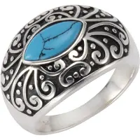 Zeeme Ring 925/- Sterling Silber Türkis türkis Glänzend ZEEme Weiß
