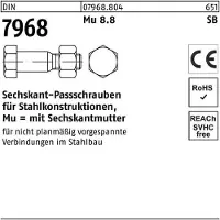 Industrial Quality Supplies Sechskantpassschraube DIN 7968 m.Mutter M 16 x 50 8.8