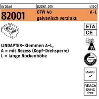 Lindapter Klemmen R 82001 GTW 40 LM 12 / 9,5 galvanisch verzinkt