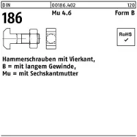 Toolcraft Hammerschraube DIN 186 FormB Vierkant 6-ktmutter BM 16x 110 Mu 4.6 10Stück