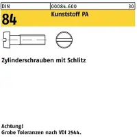 FAST-X Zylinderschraube DIN 84/ISO 1207 Schlitz M 5 x 40 Polyamid