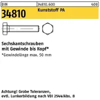 Industrial Quality Supplies Sechskantschraube DIN 34810 VG M 3 x 25 Polyamid
